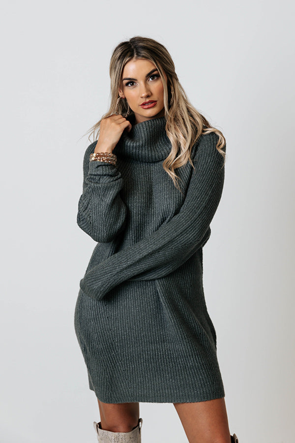 Country Cottage Knit Sweater Dress In Dark Grey Image - 1