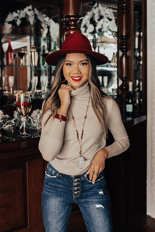 Shopping In Boston Turtleneck Top In Light Grey