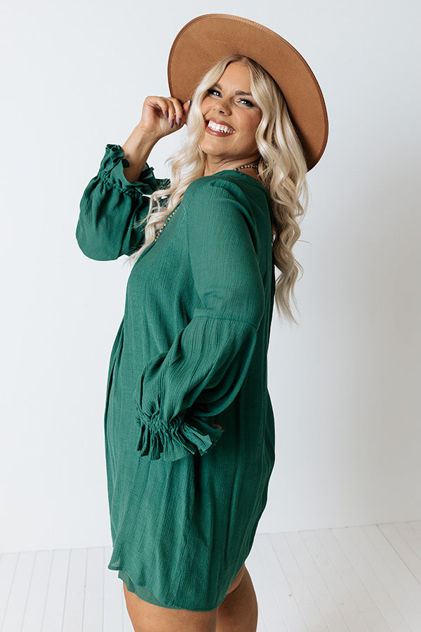 Patio In Paris Shift Dress In Green Curves Patio In Paris Shift Dress In Green Curves