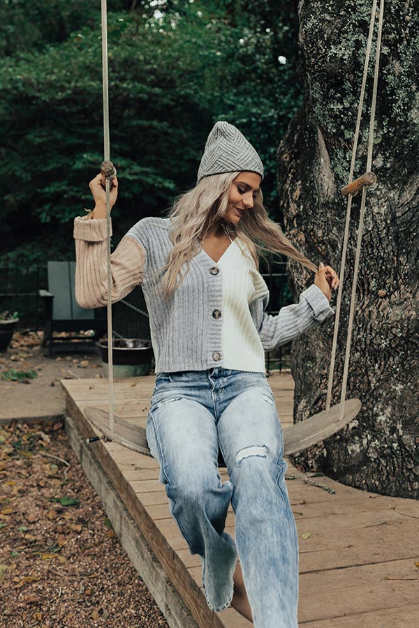 Cappuccino Buzz Colorblock Cardigan In Ivory Image - 1