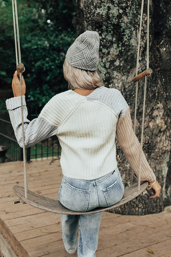 Cappuccino Buzz Colorblock Cardigan In Ivory Image - 1