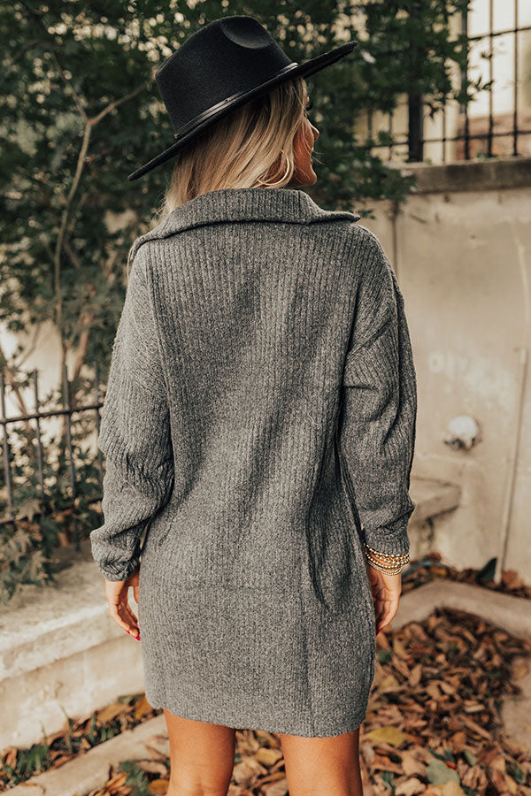 Autumn Event Sweater Dress In Charcoal Autumn Event Sweater Dress In Charcoal