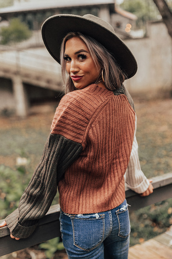 Cappuccino Buzz Colorblock Cardigan In Olive Image - 1