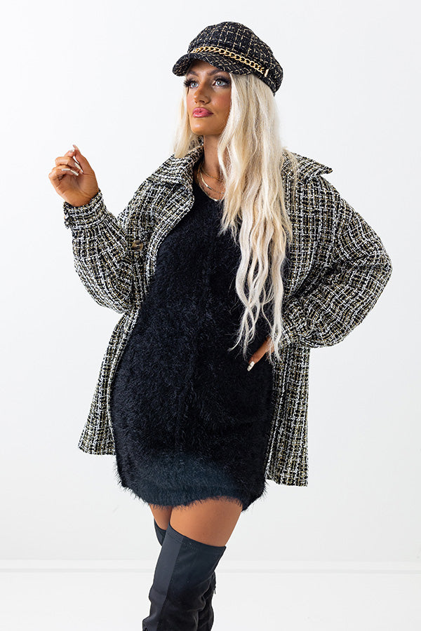 Tres Cozy Sweater Dress In Black