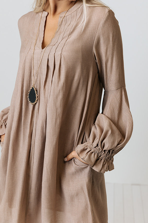 taupe casual dress Taupe Half Button Up Collar Front Pocket Short Sleeve Dress *FINAL SAL SSYS