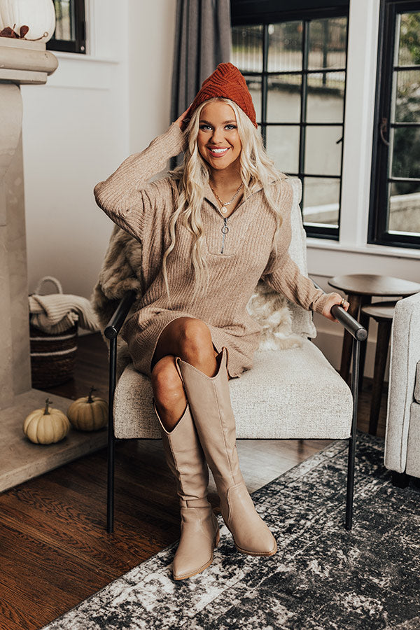 Autumn Event Sweater Dress In Iced Latte Autumn Event Sweater Dress In Iced Latte