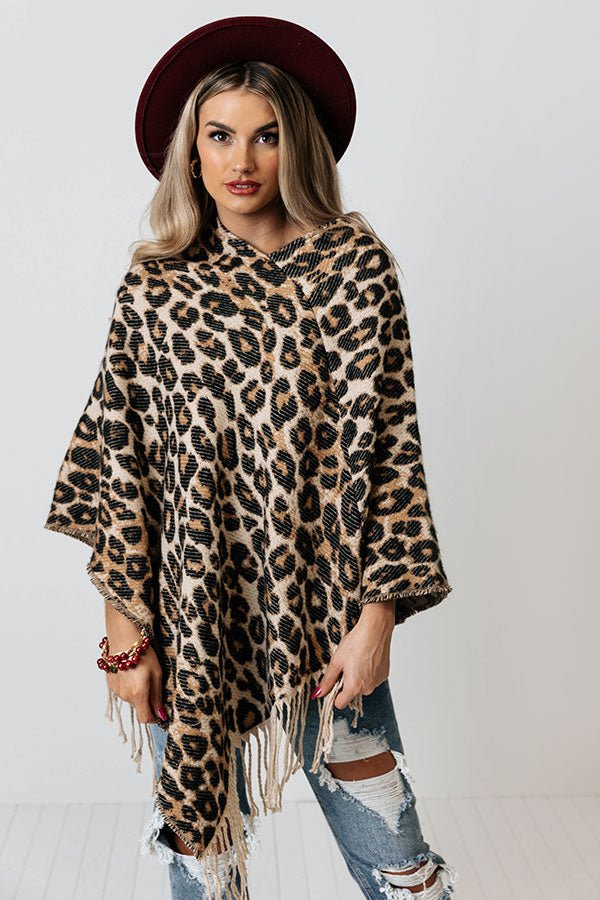 Cozy Drop Leopard Poncho