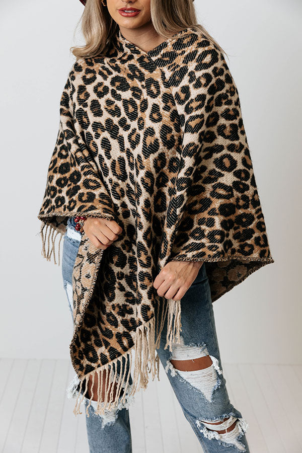 Cozy Drop Leopard Poncho