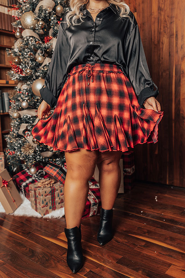 Small Town Holiday Skirt In Red Curves