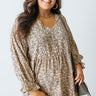 Living For Love Floral Babydoll Dress In Light Beige Curves Image - 1