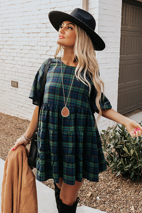 Kind Conversation Plaid Tunic Dress In Green Kind Conversation Plaid Tunic Dress In Green