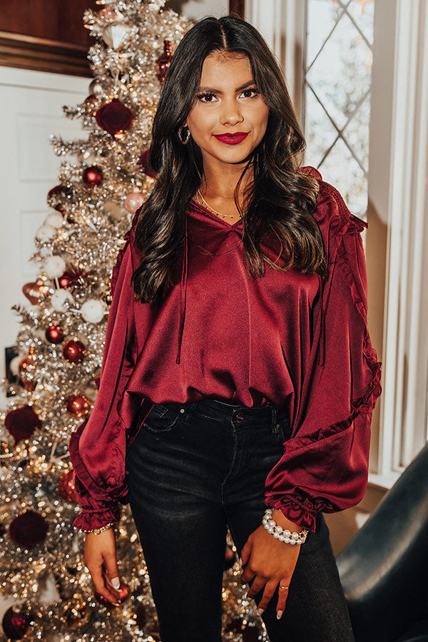 Prosecco And Poise Satin Top In Wine