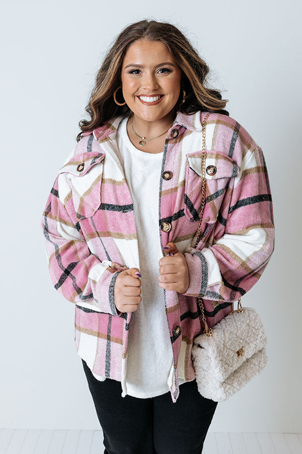 Chicago Kisses Plaid Jacket In Blush Curves