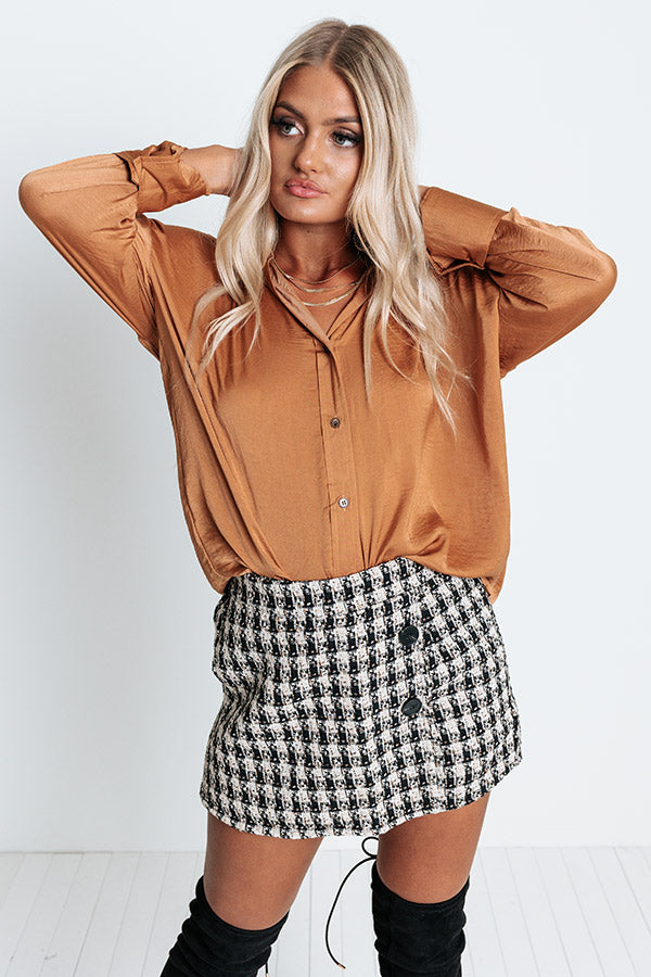 Well Played Button Up Top In Camel