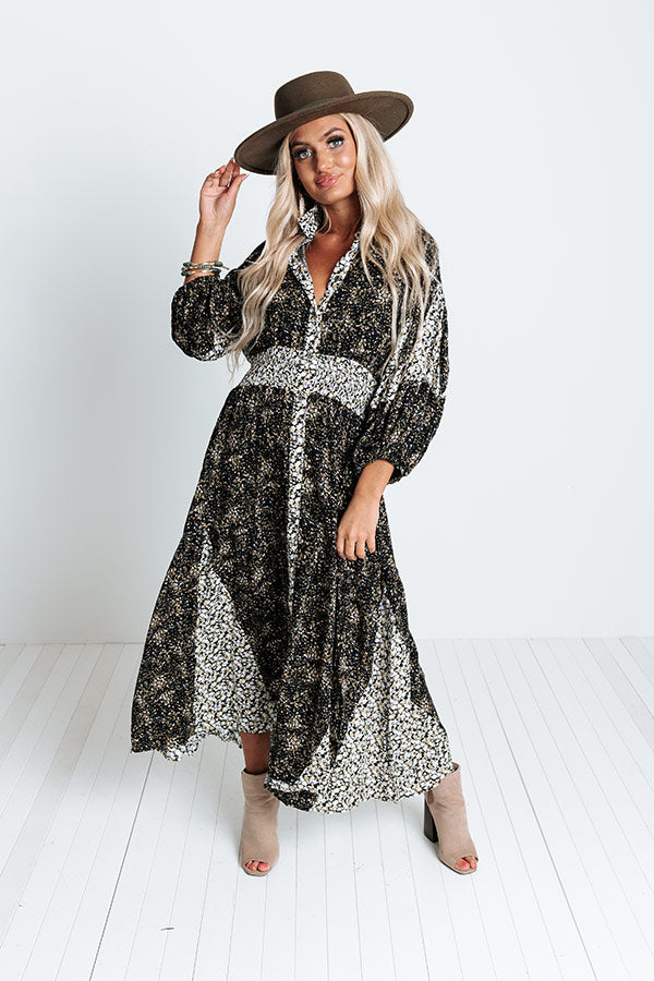 Swept Up In Soho Floral Maxi In Black