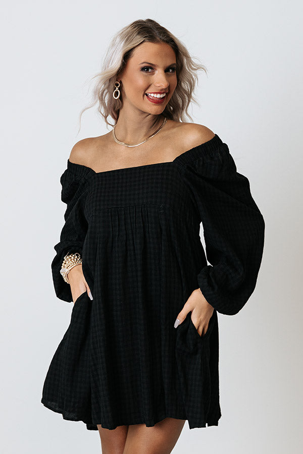 No Secrets Checkered Dress In Black
