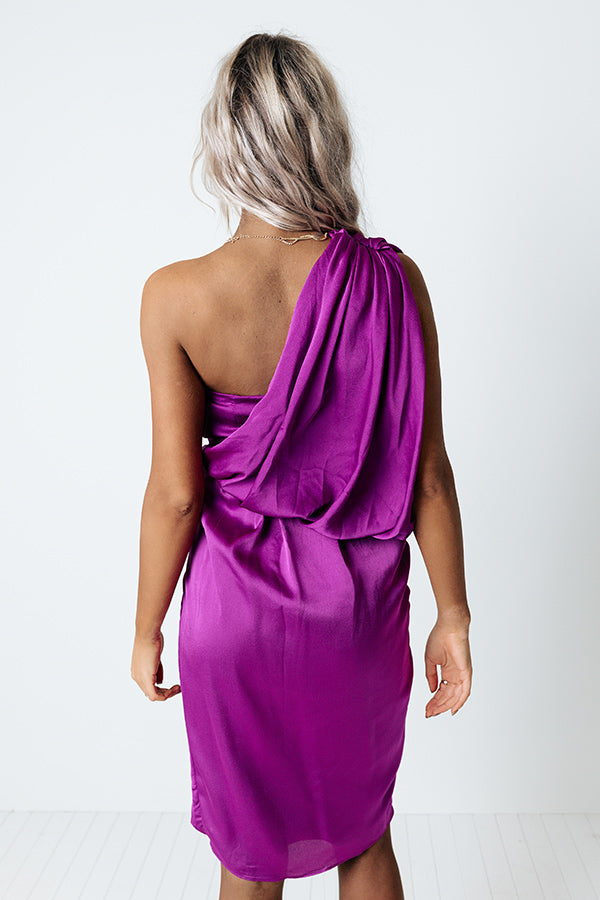 Eyes On The Prize One Shoulder Dress In Orchid