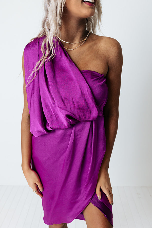 Eyes On The Prize One Shoulder Dress In Orchid