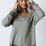Chill Playlist Waffle Knit Top In Grey Image - 1