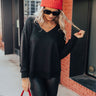 Chill Playlist Waffle Knit Top In Black Image - 1