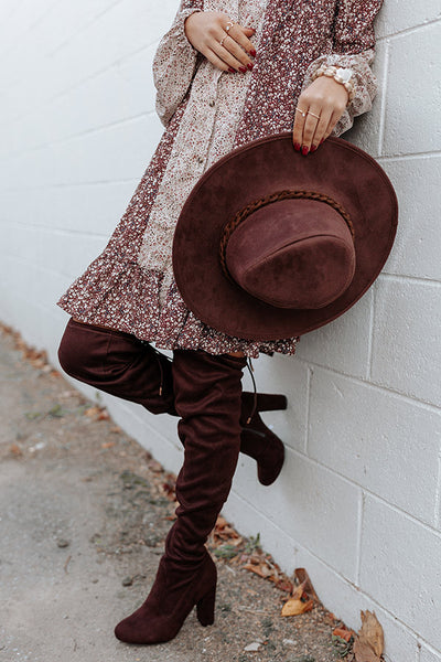 The Poston Faux Suede Thigh High Boot In Chestnut • Impressions