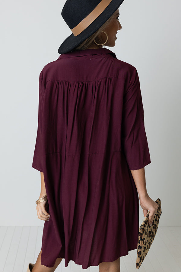 Always On Time Babydoll Tunic Dress In Maroon