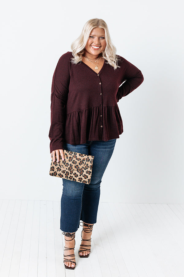 Patio Date Babydoll Top In Windsor Wine Curves