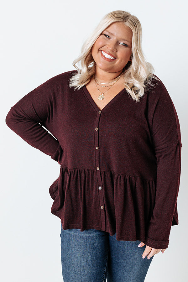 Patio Date Babydoll Top In Windsor Wine Curves