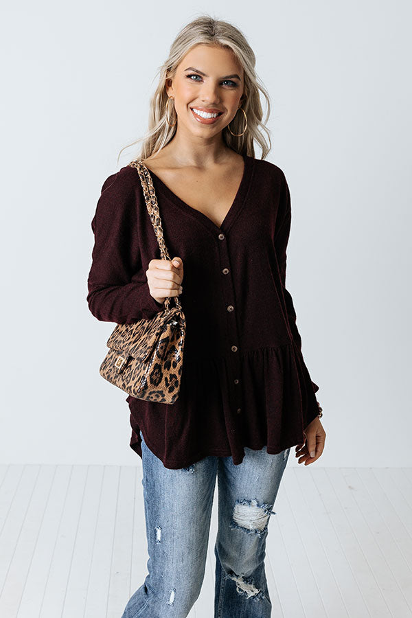 Patio Date Babydoll Top In Windsor Wine