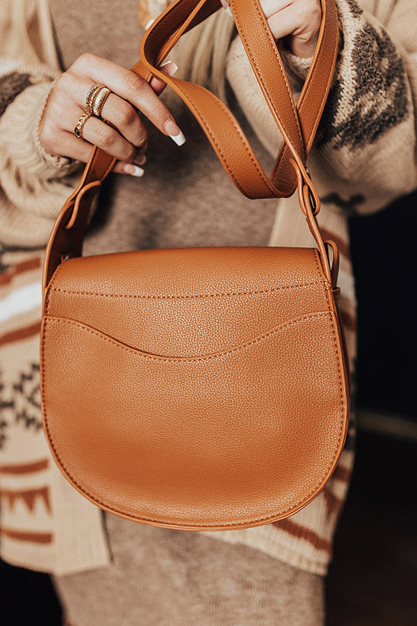 Stating Facts Faux Leather Crossbody In Camel • Impressions Online Boutique