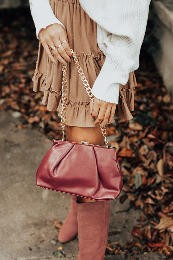 Serving Up Sass Faux Leather Clutch In Windsor Wine