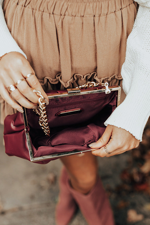 Serving Up Sass Faux Leather Clutch In Windsor Wine