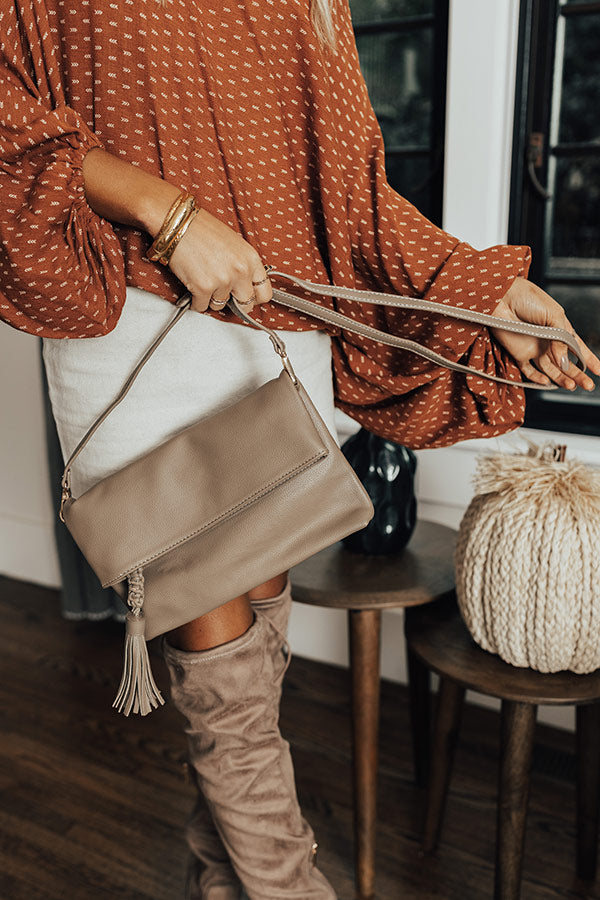 Return The Favor Faux Leather Crossbody In Taupe Image - 1
