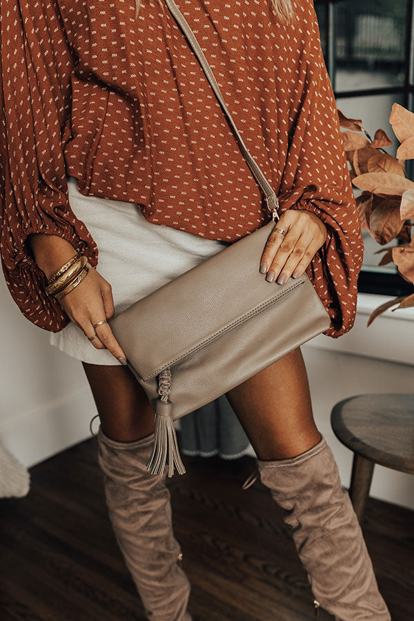 Return The Favor Faux Leather Crossbody In Taupe Image - 1