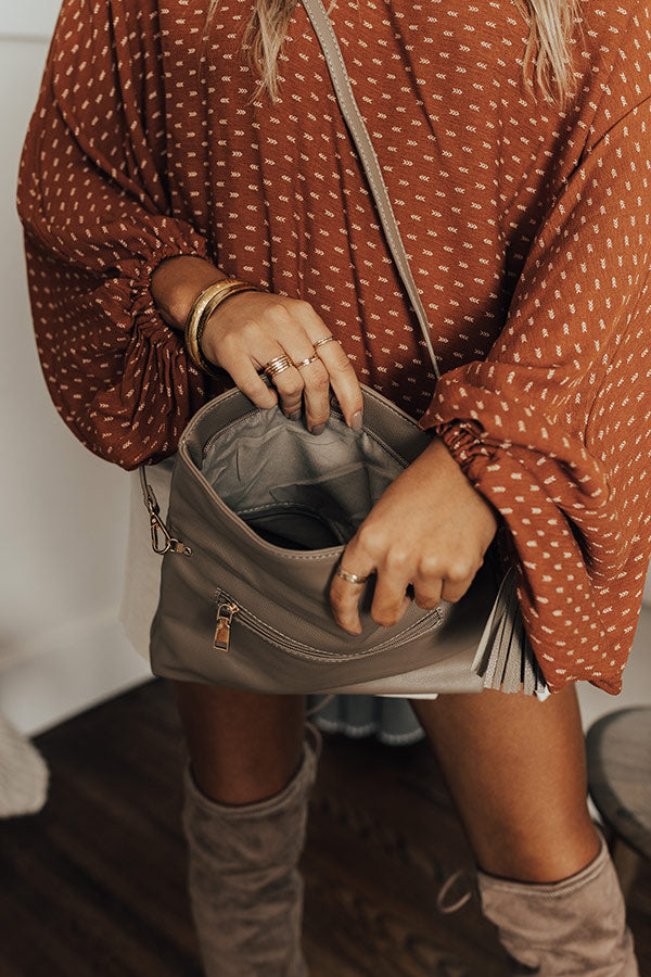 Return The Favor Faux Leather Crossbody In Taupe Image - 1