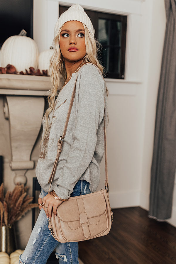 Show You Around Faux Leather Crossbody in Warm Taupe