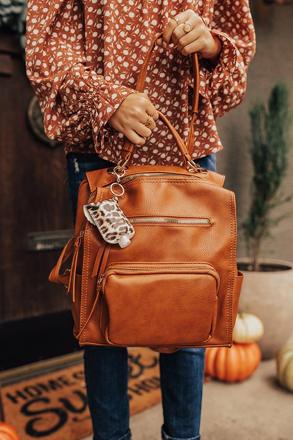 Pay It Forward Faux Leather Backpack In Dark Camel