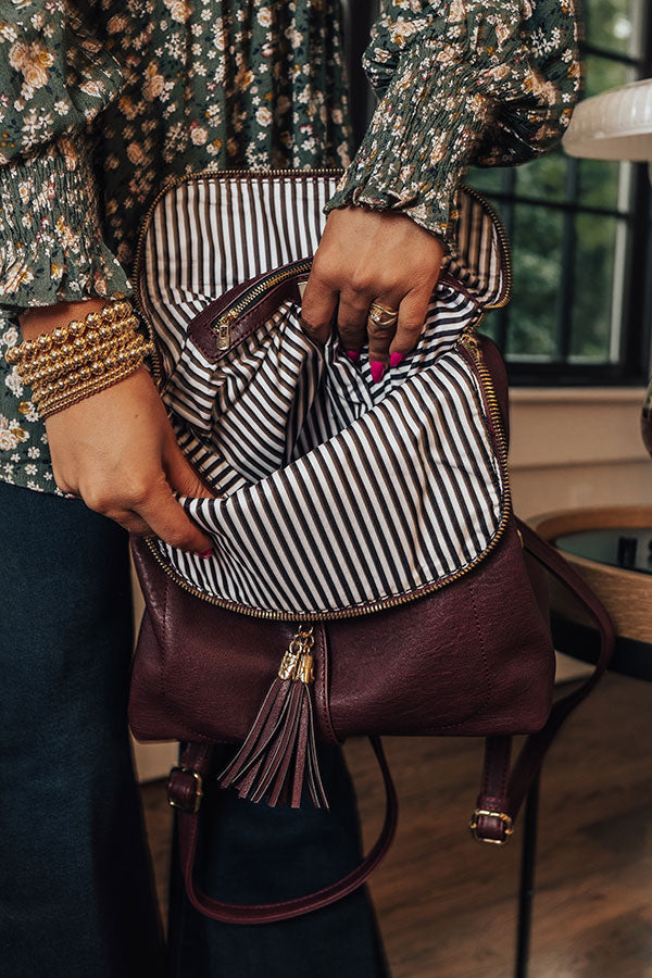 away backpack leather Steal Away Faux Leather Backpack In Windsor Wine