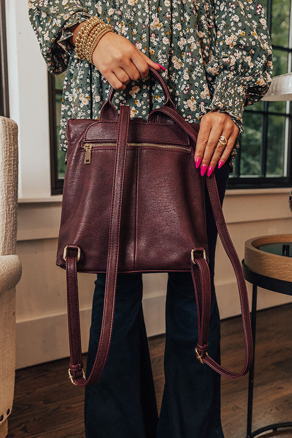 away backpack leather Steal Away Faux Leather Backpack In Windsor Wine