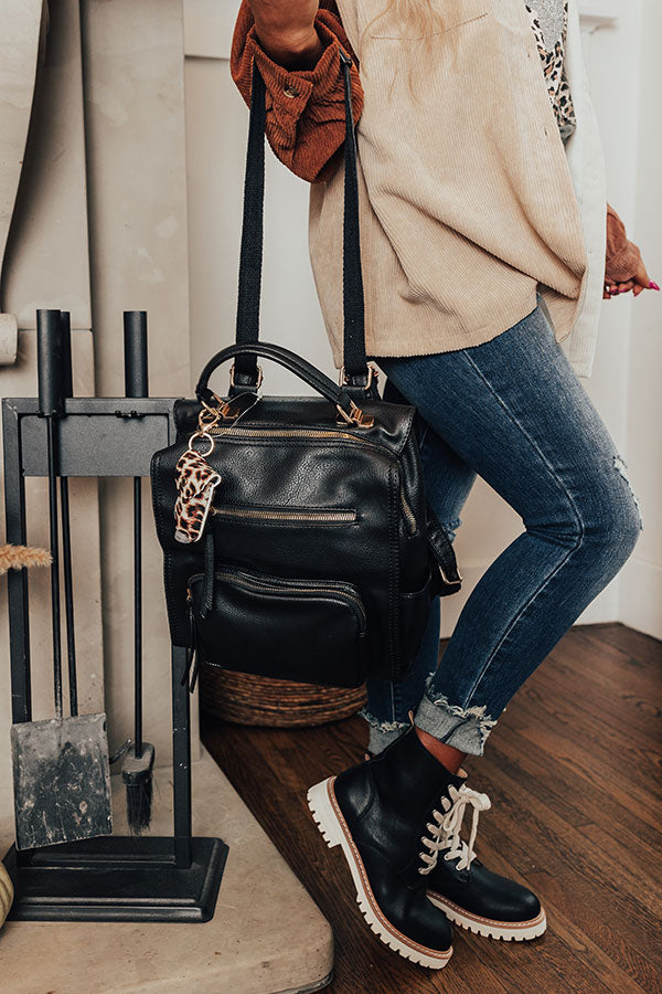 Pay It Forward Faux Leather Backpack In Black