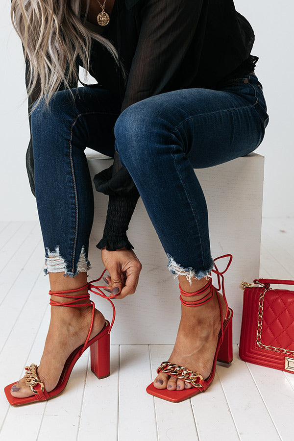 The Emilio Lace Up Heel In Red