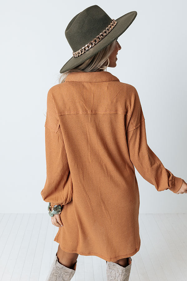 Signature Move Waffle Knit Dress In Camel • Impressions Online