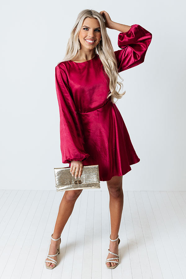 Honor Your Love Satin Dress In Wine