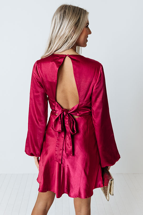 Honor Your Love Satin Dress In Wine