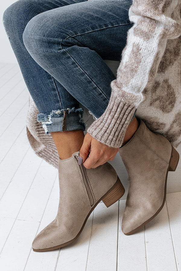 The Olette Faux Suede Bootie In Light Taupe
