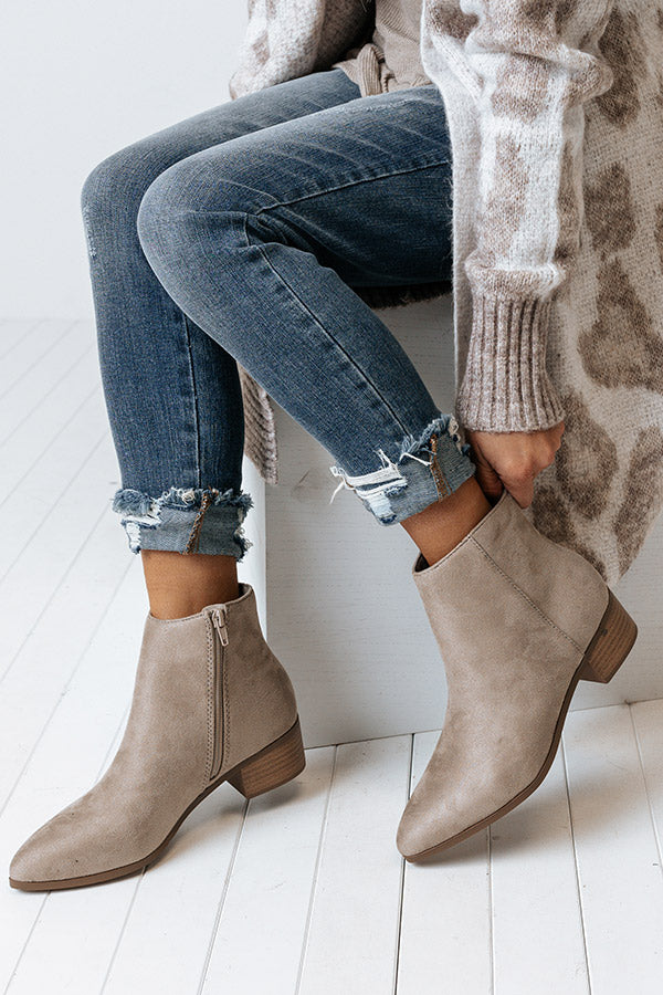 The Olette Faux Suede Bootie In Light Taupe