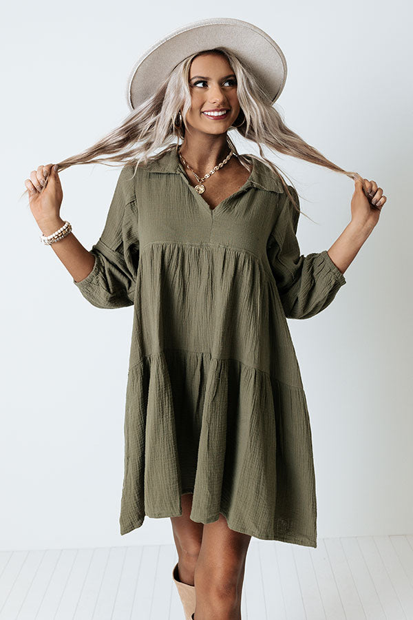 Shape Of My Heart Babydoll Dress In Olive Shape Of My Heart Babydoll Dress In Olive