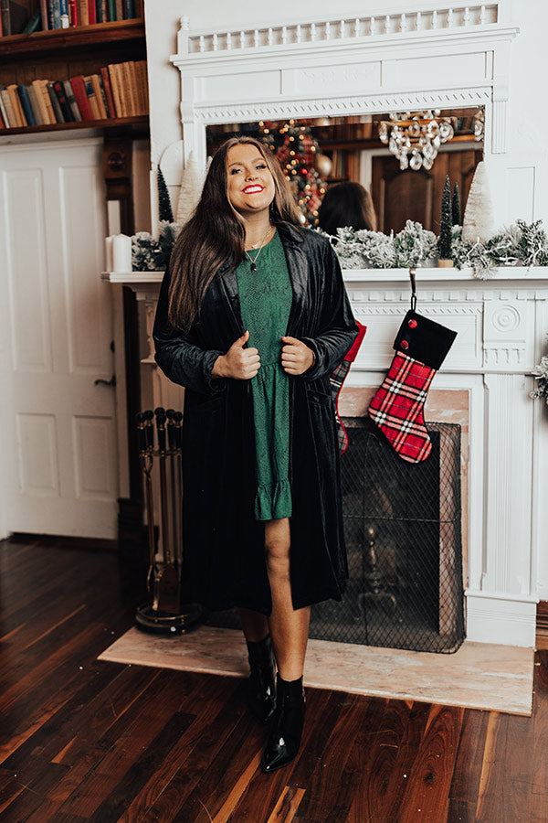 Romance Awaits Velvet Coat in Black Curves