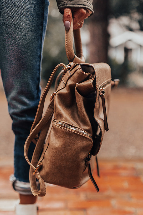 brown faux leather backpack Changing Places Faux Leather Backpack In Brown