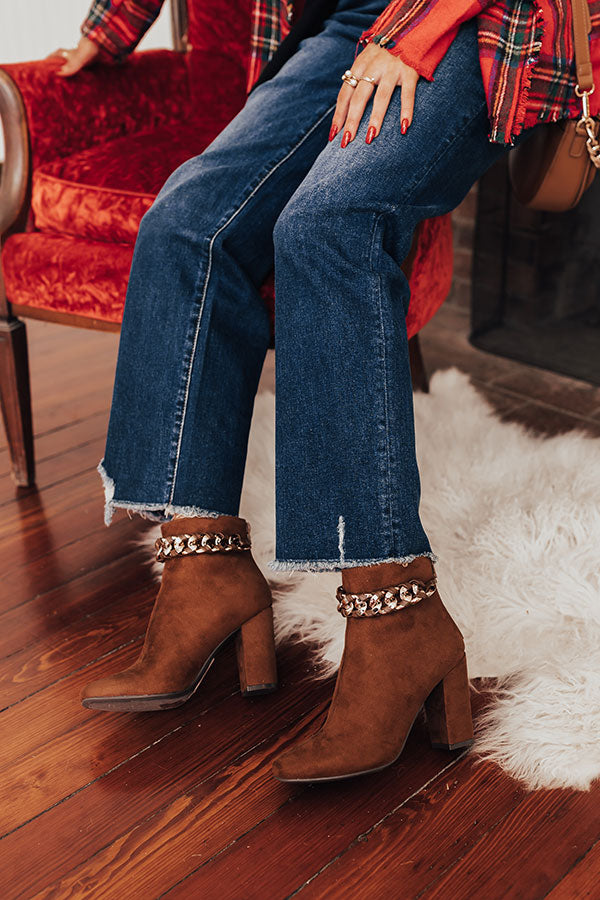 The Esperanza Faux Suede Bootie In Chocolate